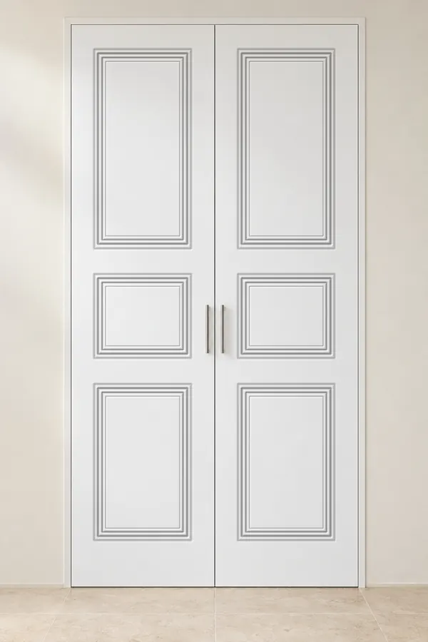 Visualización de catálogo HSA-07 Moldura recta: frente de armario lacado en blanco