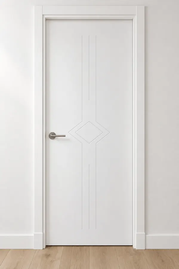 Visualización de catálogo HSG-13 Diamante enlazado: puerta pantografiada lacada en blanco
