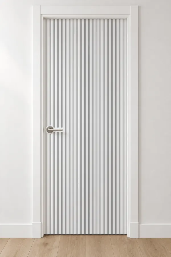 Visualización de catálogo HSL-20 Acanalado continuo: puerta pantografiada lacada en blanco
