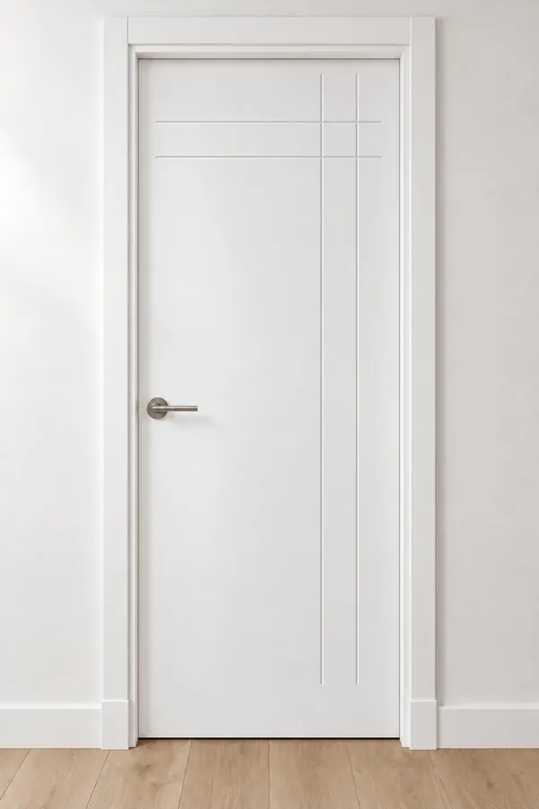 Visualización de catálogo HSL-05 Encuentro: puerta pantografiada lacada en blanco
