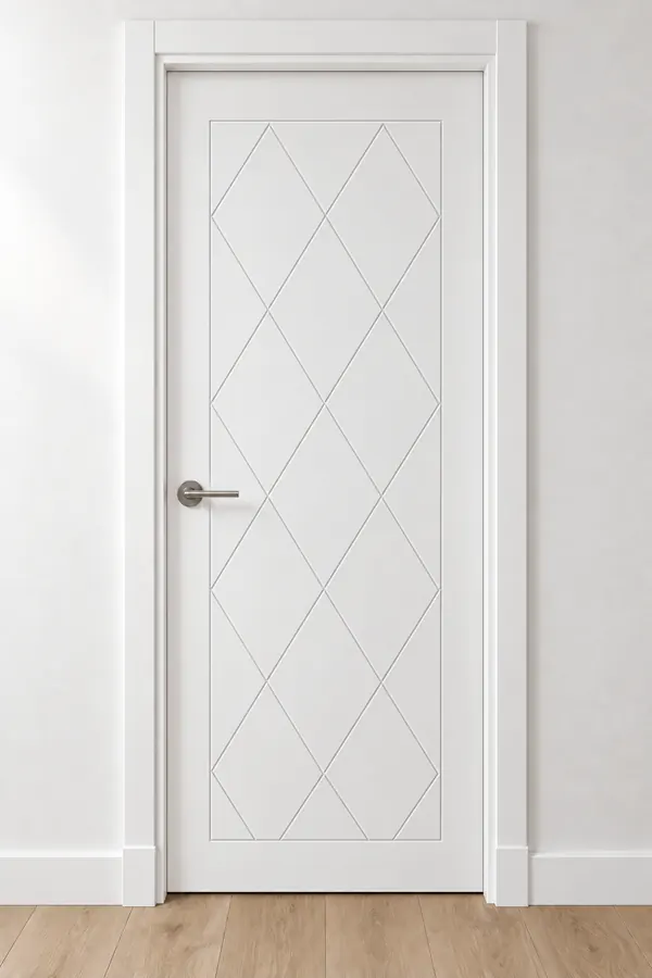 Visualización de catálogo HSG-04 Celosía: puerta pantografiada lacada en blanco