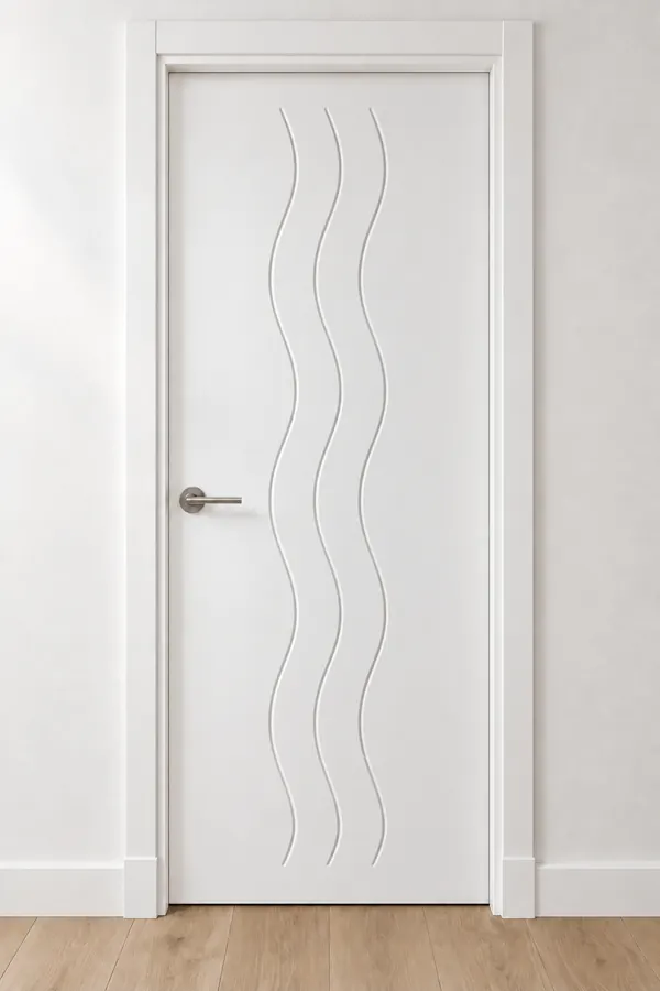 Visualización de catálogo HSC-01 Ondas: puerta pantografiada lacada en blanco