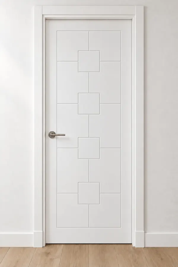 Visualización de catálogo HSG-06 Cadena: puerta pantografiada lacada en blanco
