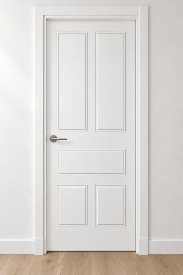 Visualización de catálogo HSM-06 Cinco campos: puerta pantografiada lacada en blanco