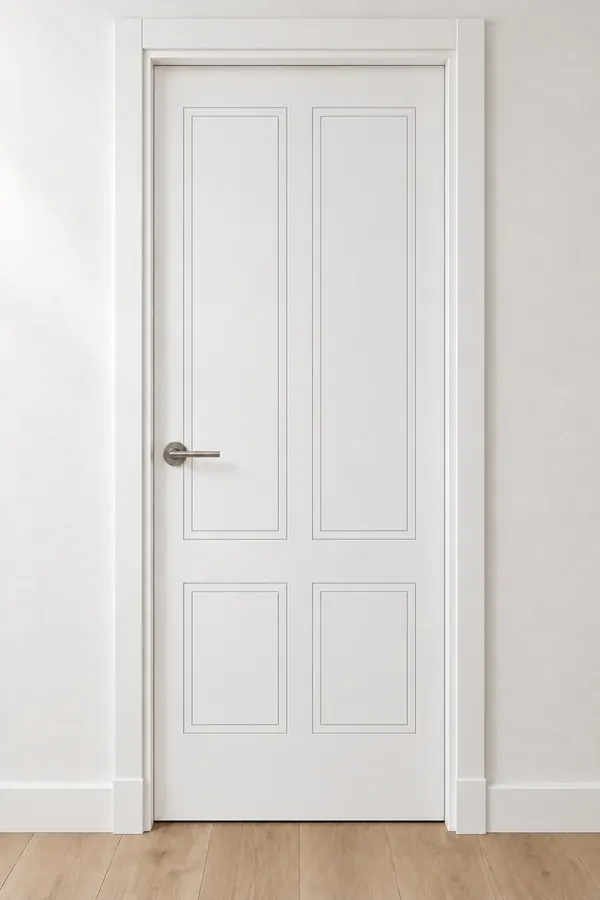 Visualización de catálogo HSM-07 Doble columna: puerta pantografiada lacada en blanco