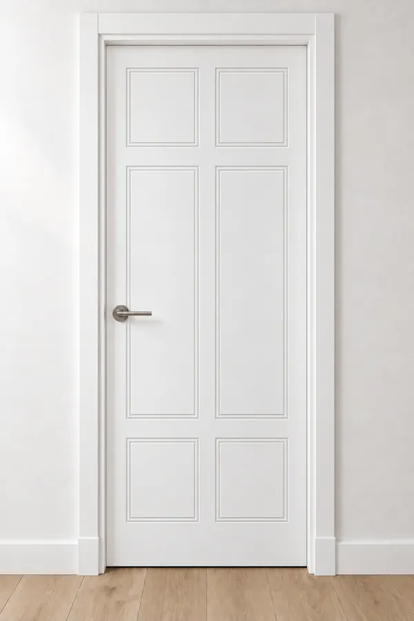 Visualización de catálogo HSM-08 Seis campos: puerta pantografiada lacada en blanco