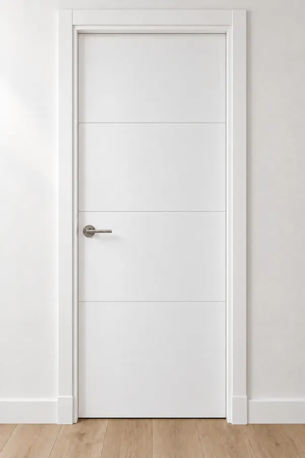 Visualización de catálogo HSL-13 Tres líneas: puerta pantografiada lacada en blanco